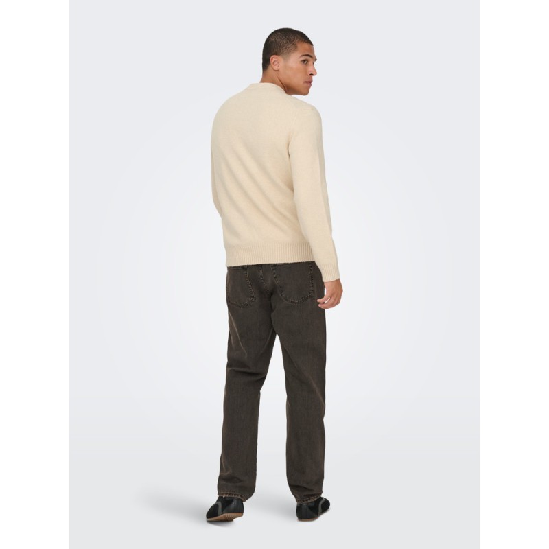 ONLY & SONS James relaxed striktrøje - Oatmeal