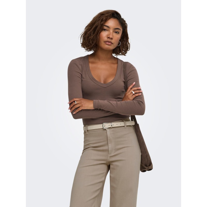 ONLY Riley langærmet bluse - Chocolate Martini