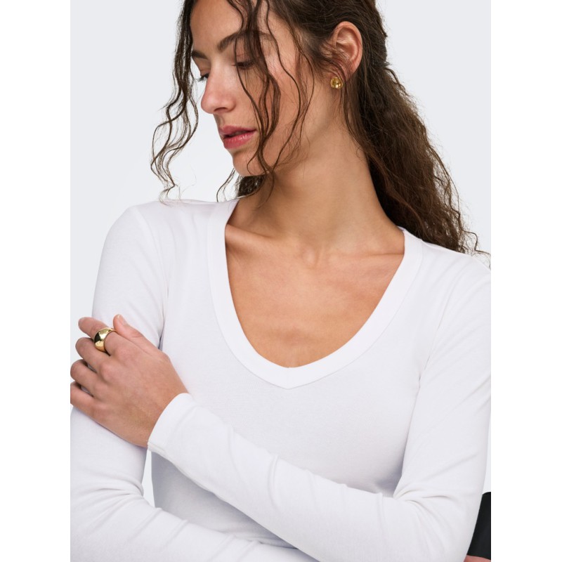 ONLY Riley langærmet bluse - Cloud Dancer
