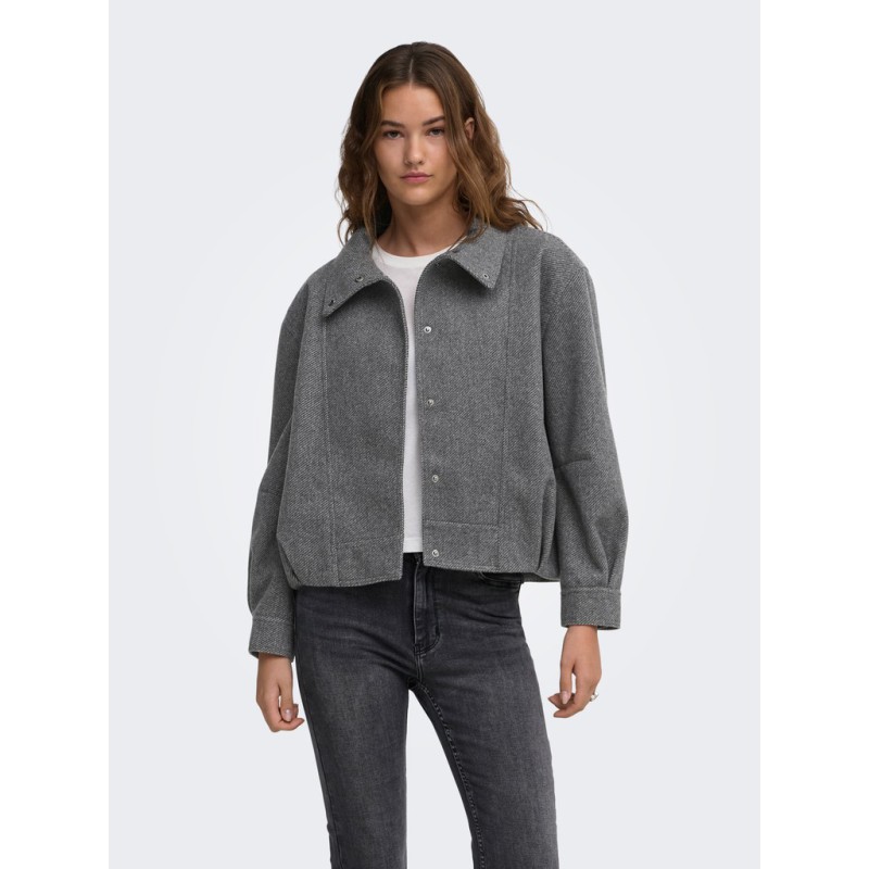 ONLY Asta high collar bomberjakke - Dark Grey Melange