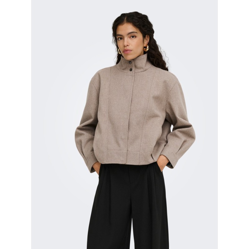 ONLY Asta high collar bomberjakke - Simply Taupe / Melange