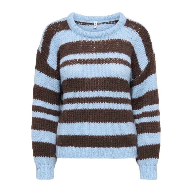 ONLY Nordic stripe langærmet striktrøje - Dusty Blue