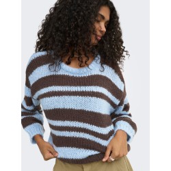 ONLY Nordic stripe langærmet striktrøje - Dusty Blue