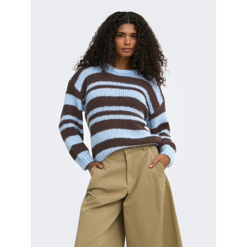 ONLY Nordic stripe langærmet striktrøje - Dusty Blue