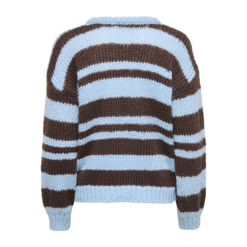 ONLY Nordic stripe langærmet striktrøje - Dusty Blue