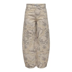 ONLY Taylor - Banu high waist barrel bukser - Oatmeal / Camo