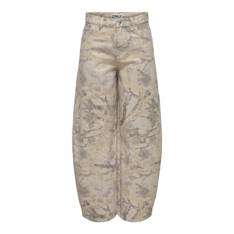 ONLY Taylor - Banu high waist barrel bukser - Oatmeal / Camo