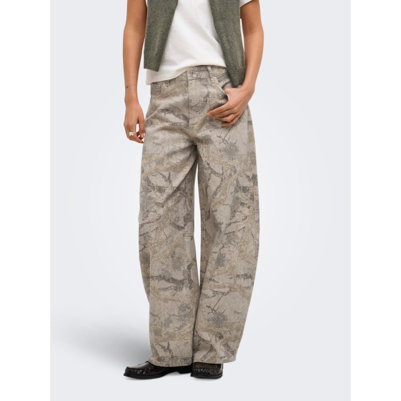 ONLY Taylor - Banu high waist barrel bukser - Oatmeal / Camo