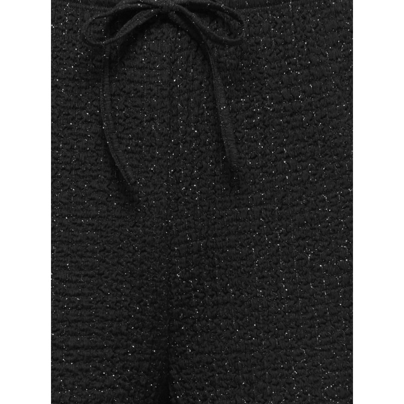 ONLY Milla glitter wide bukser - Black / Silver Lurex