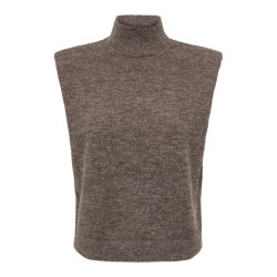 JDY Ditte shoulderpad strikvest - Chocolate Brown / Melange