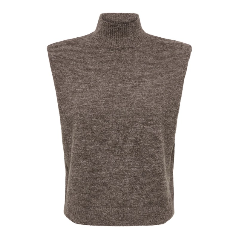 JDY Ditte shoulderpad strikvest - Chocolate Brown / Melange