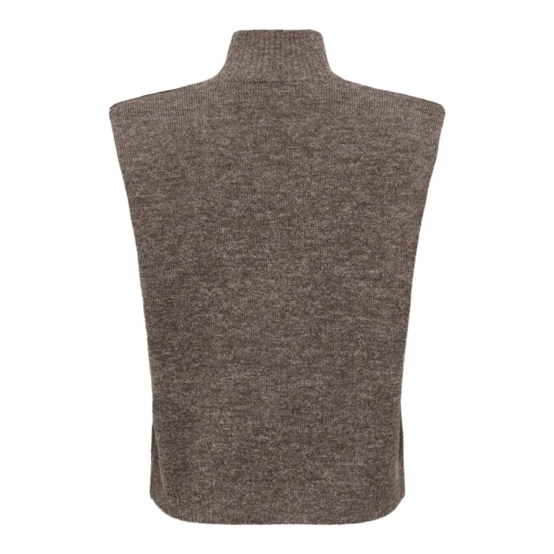 JDY Ditte shoulderpad strikvest - Chocolate Brown / Melange