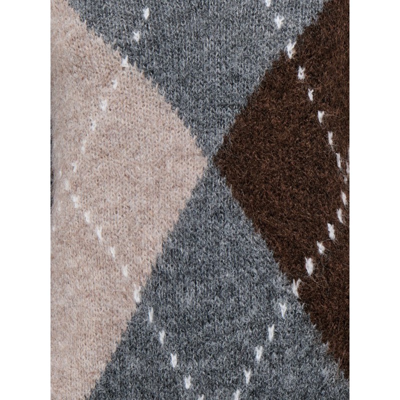 JDY Zoey argyle langærmet striktrøje - Medium Grey Melange