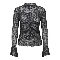 JDY Lala high neck lace bluse - Black