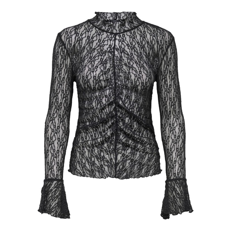 JDY Lala high neck lace bluse - Black
