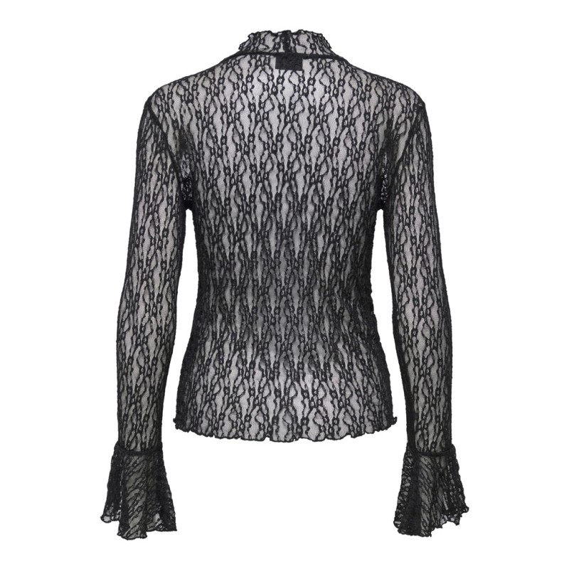 JDY Lala high neck lace bluse - Black