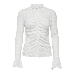 JDY Lala high neck lace bluse - Cloud Dancer