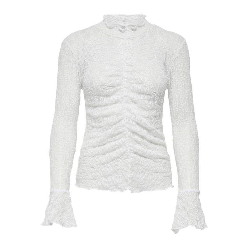JDY Lala high neck lace bluse - Cloud Dancer