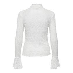 JDY Lala high neck lace bluse - Cloud Dancer