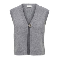 JDY Brilliant life onebutton strikvest - Medium Grey Melange