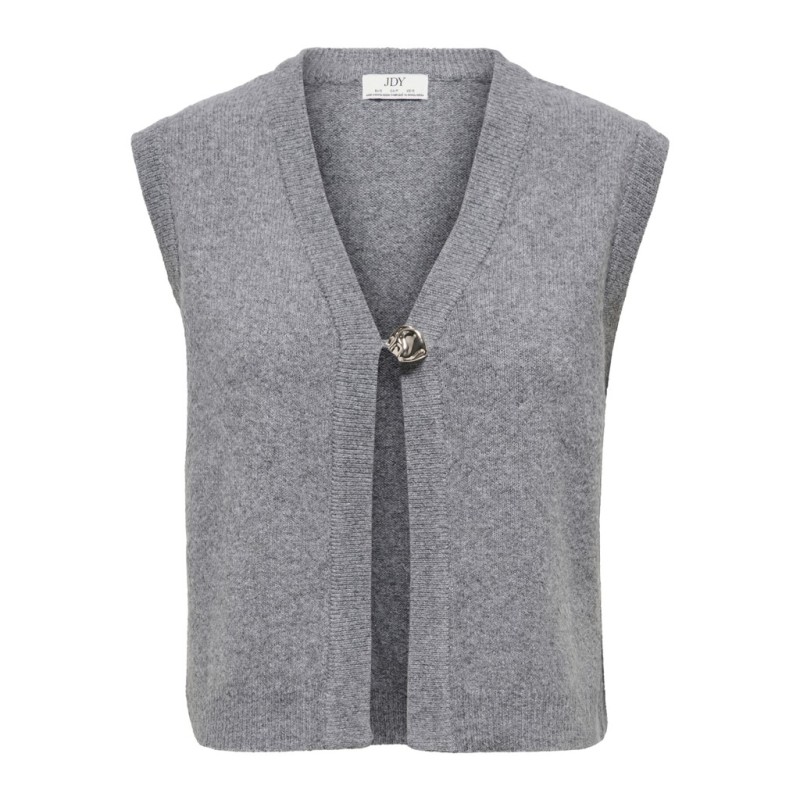 JDY Brilliant life onebutton strikvest - Medium Grey Melange