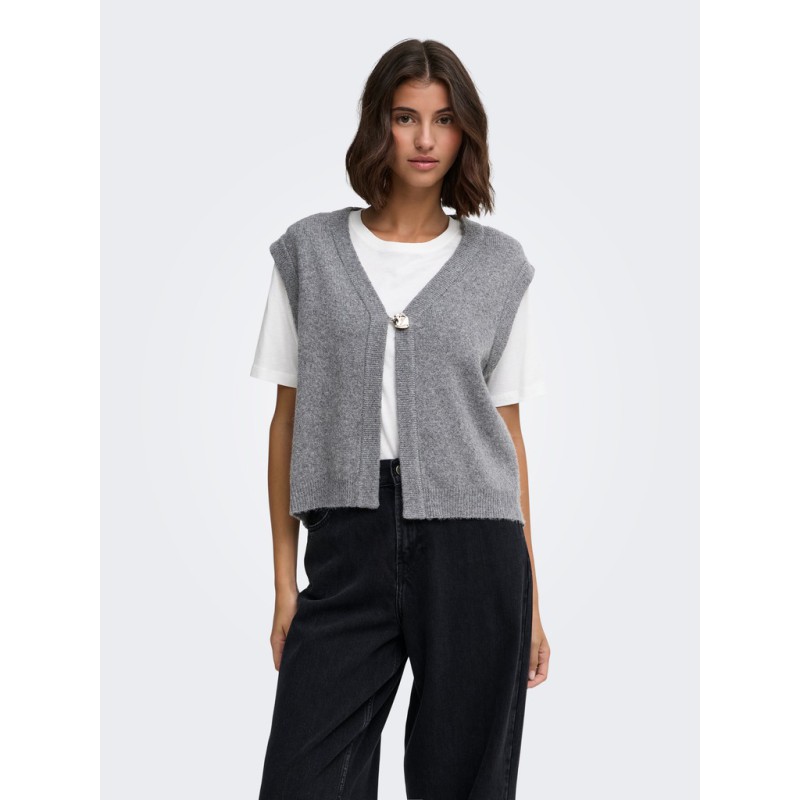 JDY Brilliant life onebutton strikvest - Medium Grey Melange