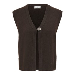 JDY Brilliant life onebutton strikvest - Coffee Bean / Melange