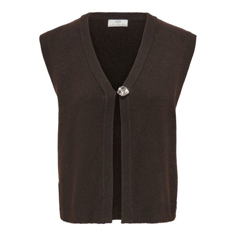 JDY Brilliant life onebutton strikvest - Coffee Bean / Melange