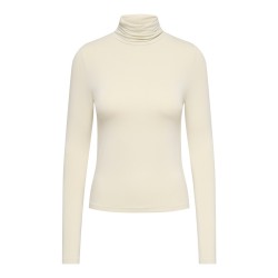 JDY Sissy high neck langærmet bluse - Oatmeal
