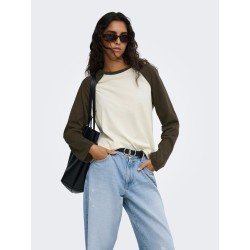 JDY Jeanett raglan contrast bluse - Antique White