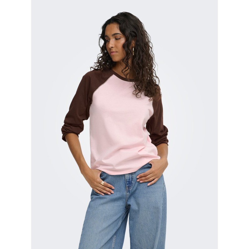 JDY Jeanett raglan contrast bluse - Chalk Pink