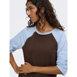 JDY Jeanett raglan contrast bluse - Coffee Bean