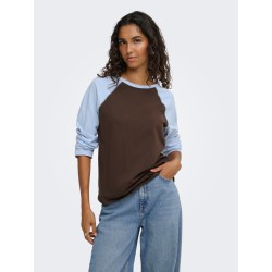 JDY Jeanett raglan contrast bluse - Coffee Bean