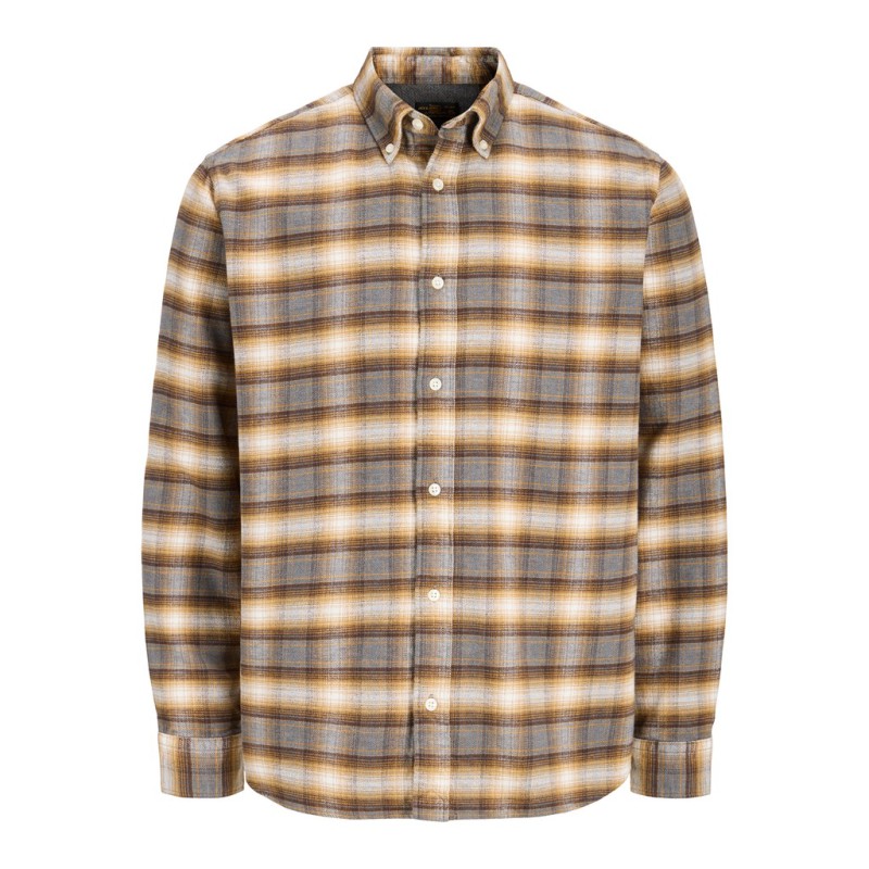 JACK & JONES PLUS Stanley flannel langærmet skjorte - Walnut