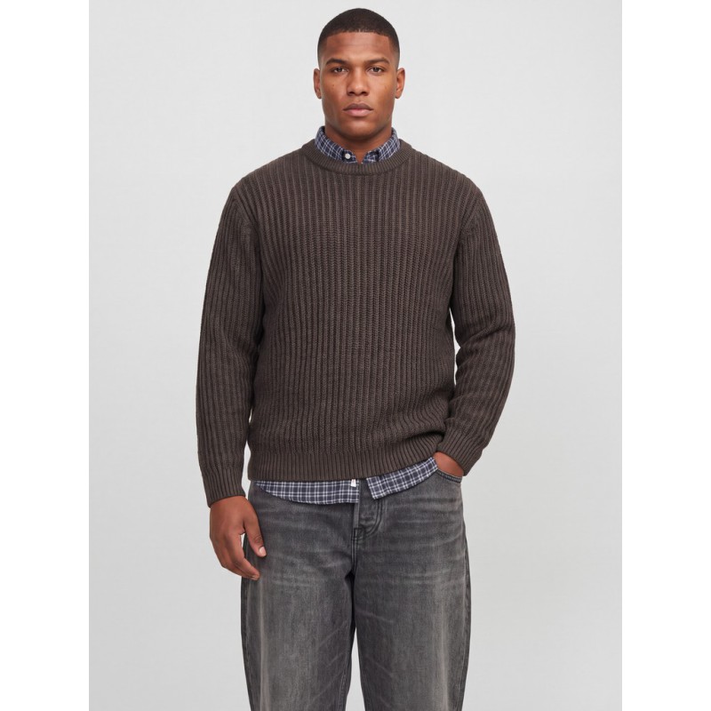 JACK & JONES PLUS Jaxon striktrøje - Mulch