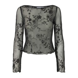 PIECES Vita langærmet bluse - Asphalt