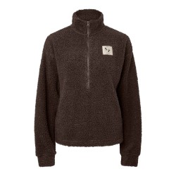 PIECES Katty high neck half zip teddyjakke - Hot Fudge