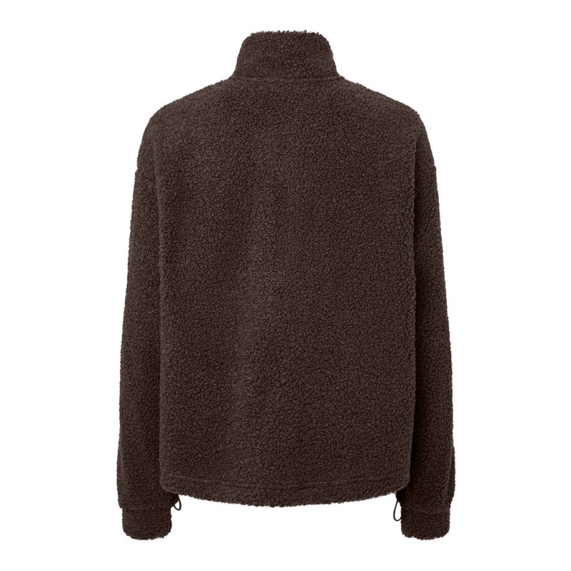 PIECES Katty high neck half zip teddyjakke - Hot Fudge