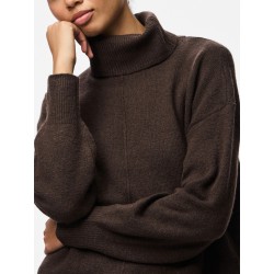 PIECES Malou rollneck striktrøje - Hot Fudge / Melange