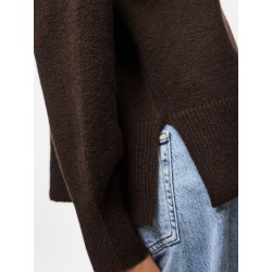 PIECES Malou rollneck striktrøje - Hot Fudge / Melange