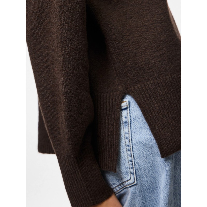 PIECES Malou rollneck striktrøje - Hot Fudge / Melange
