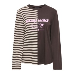 ONLY Lava half striped langærmet bluse - Black Coffee