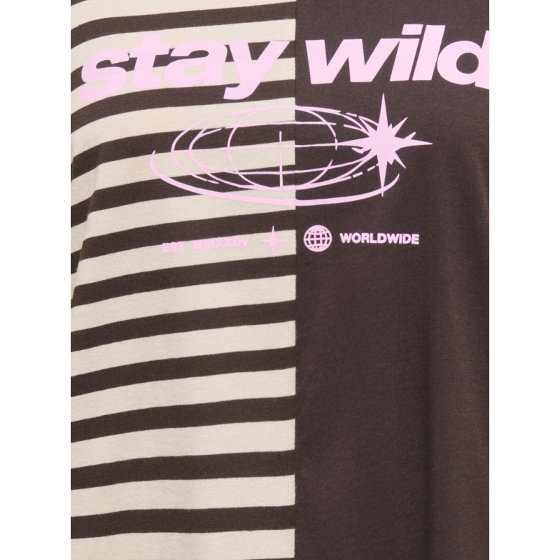 ONLY Lava half striped langærmet bluse - Black Coffee