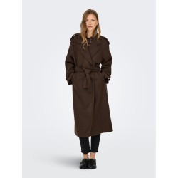 ONLY Dear-Trillionlong belt frakke - Chocolate Brown / Melange