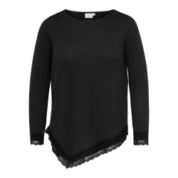 ONLY CARMAKOMA Alba assymetric lace bluse - Black