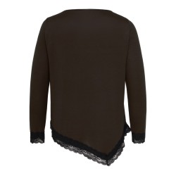 ONLY CARMAKOMA Alba assymetric lace bluse - Coffee Bean
