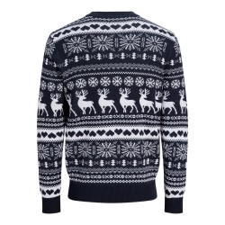 JACK & JONES JUNIOR Xmas santa striktrøje - Navy Blazer / Cloud Dancer