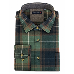 BERNTSON Strygefri skjorte - Dark Green Check
