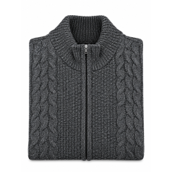 BERNTSON Kabelstrikcardigan - Antracit Melange