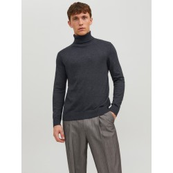 JACK & JONES Emil roll neck striktrøje - Dark Grey Melange